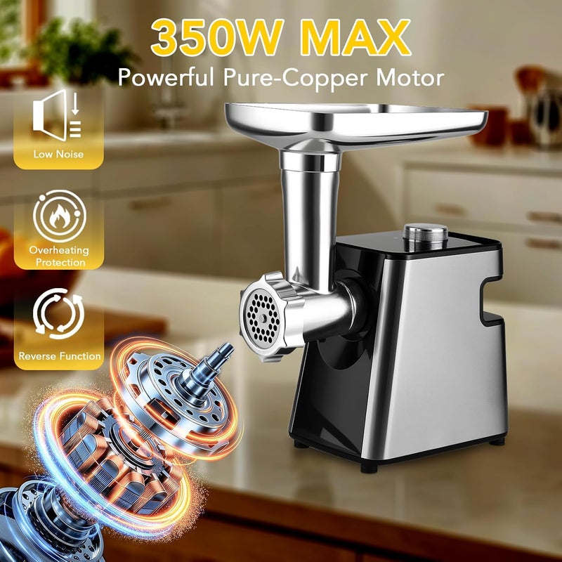 YaoFaFa Meat Grinder - Electric Meat Grinders with Stainless Steel, Easy Operation for Grinding Meat, Making Sausages and Meatballs, 350W Powerful Motor Ideal for Home Kitchen and Restaurant Use - Image 5